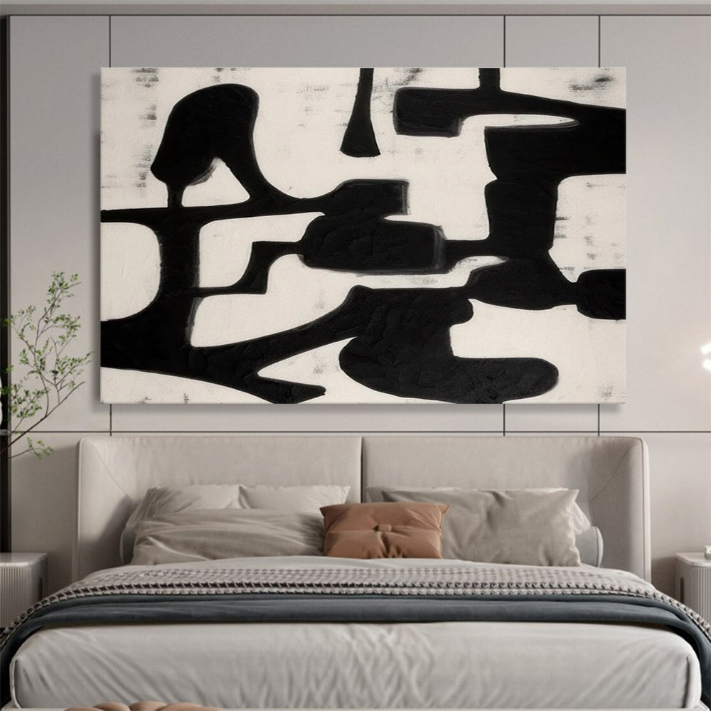Black White Minimalist Abstract Painting THY062