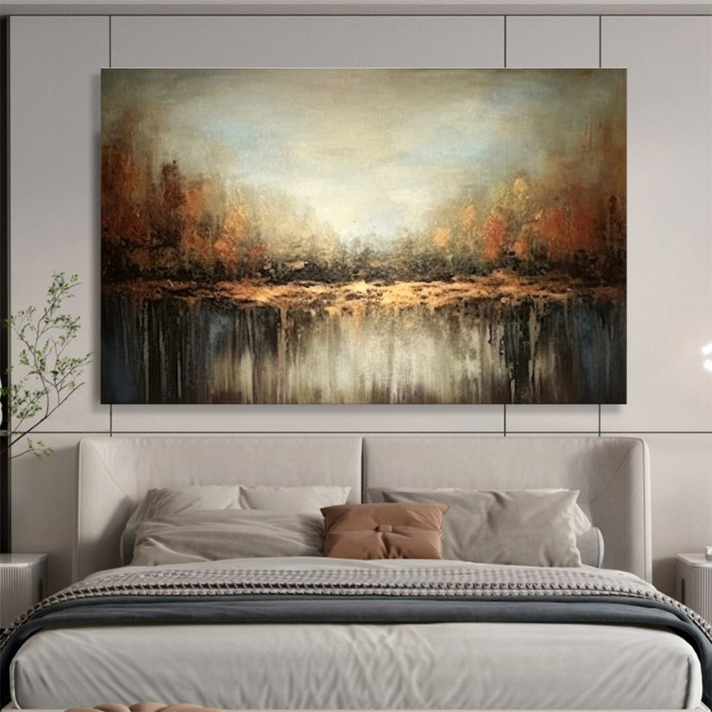 Brown Green Forest Reflection Abstract Painting THY059
