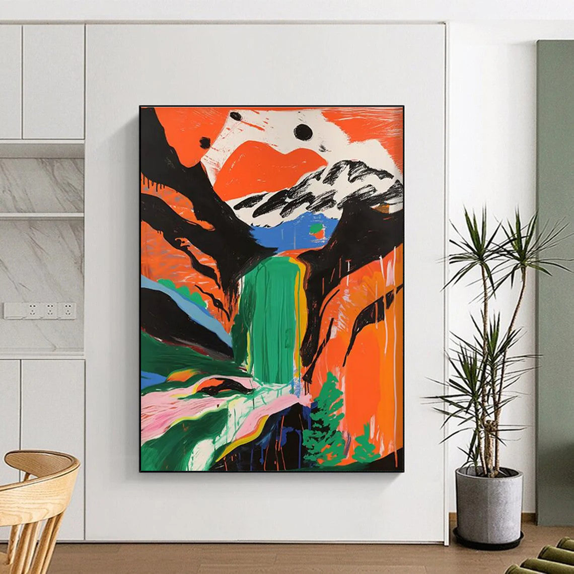 Colorful Waterfall in Abstract Landscape Painting ADGE105