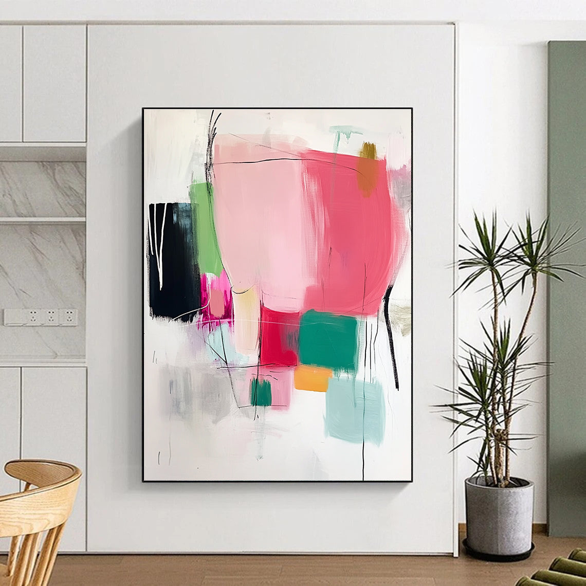 Colorful Abstract Composition Painting with Playful Shapes GER132