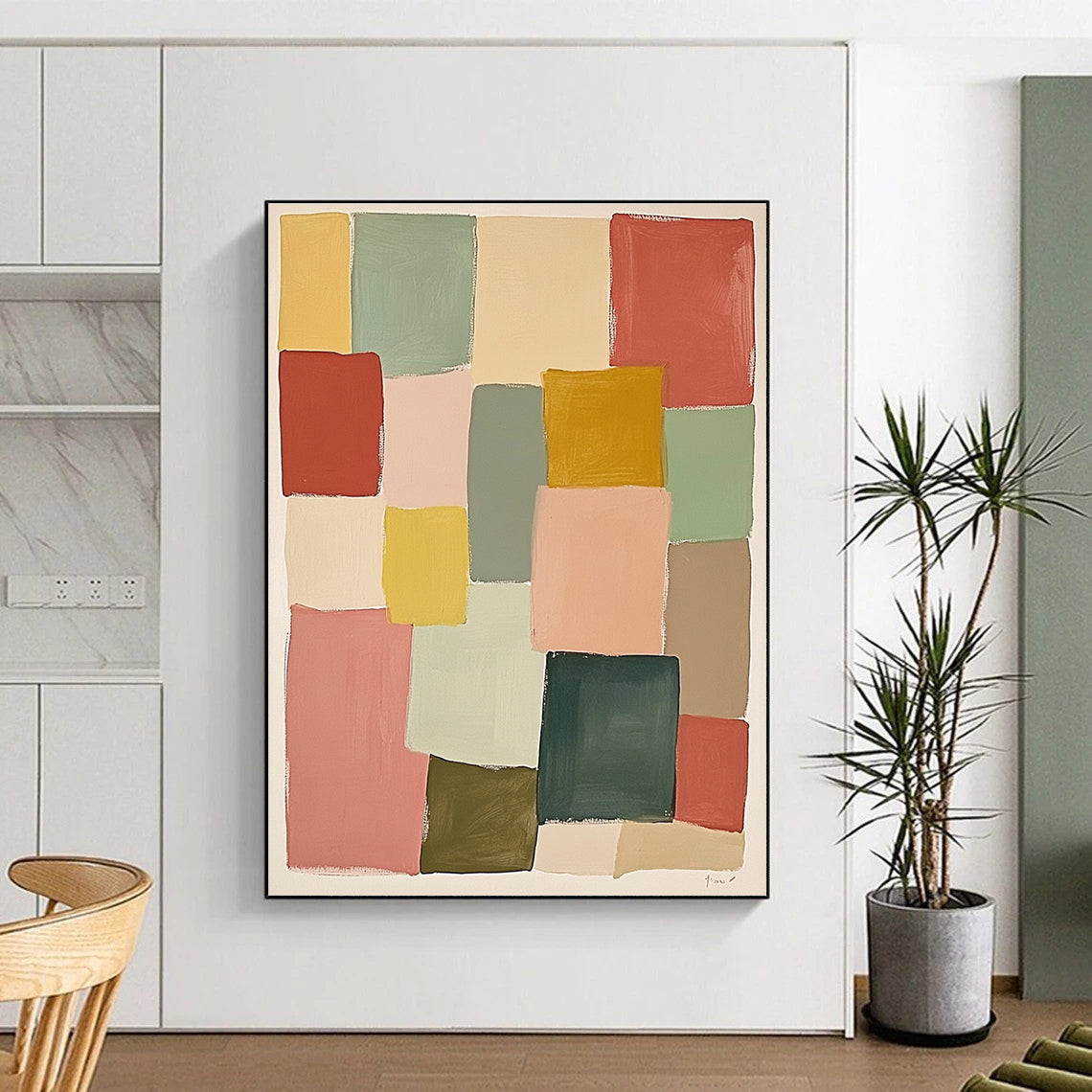 Color - Block Mosaic Abstract Painting with Diverse Hues GER278