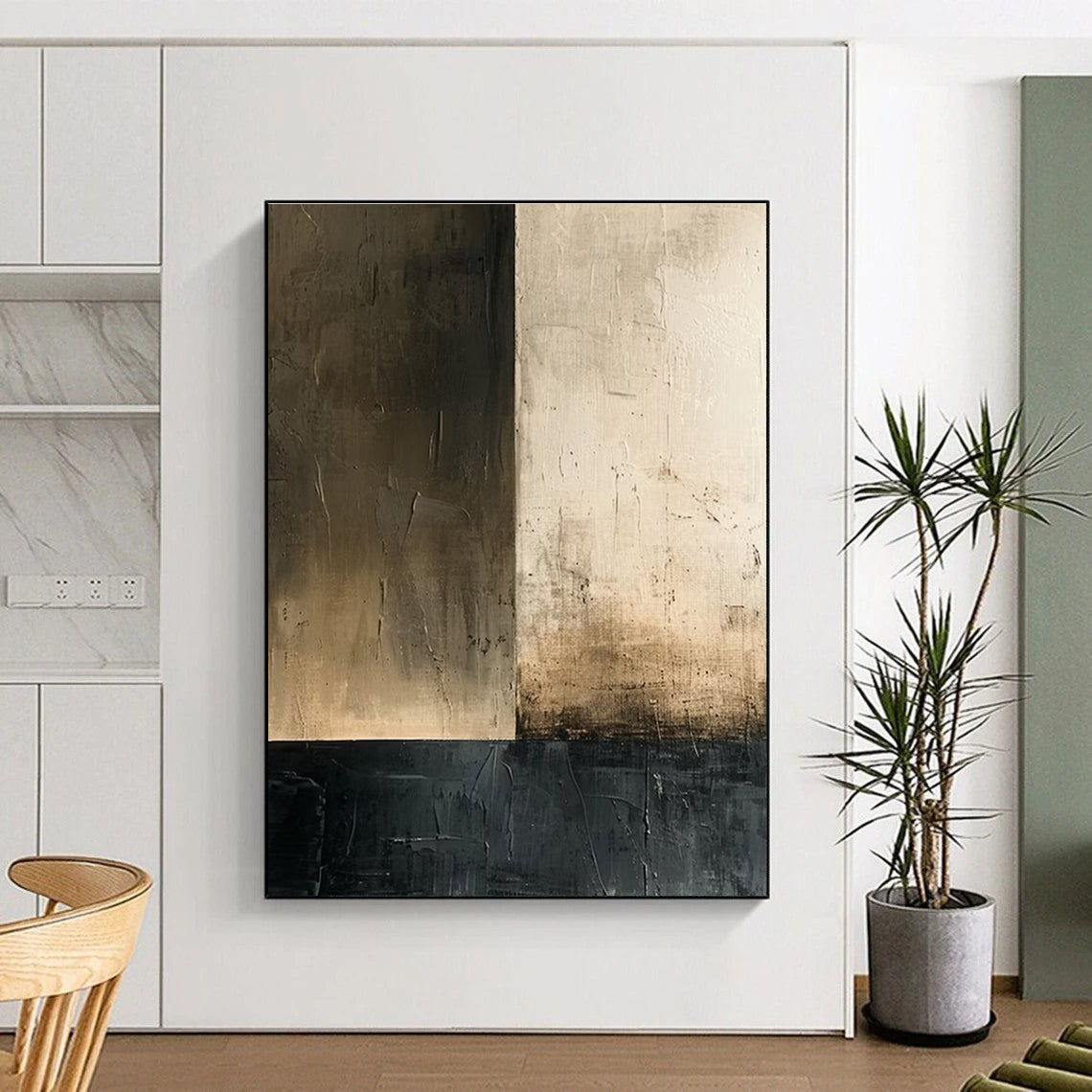 Brown Beige Black Abstract Painting ADGE016
