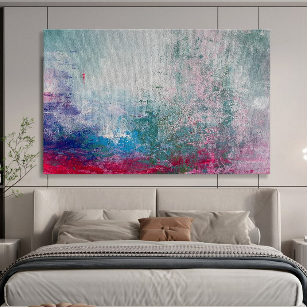 Blue Pink Abstract Painting with Dreamy, Ethereal Tones THY363