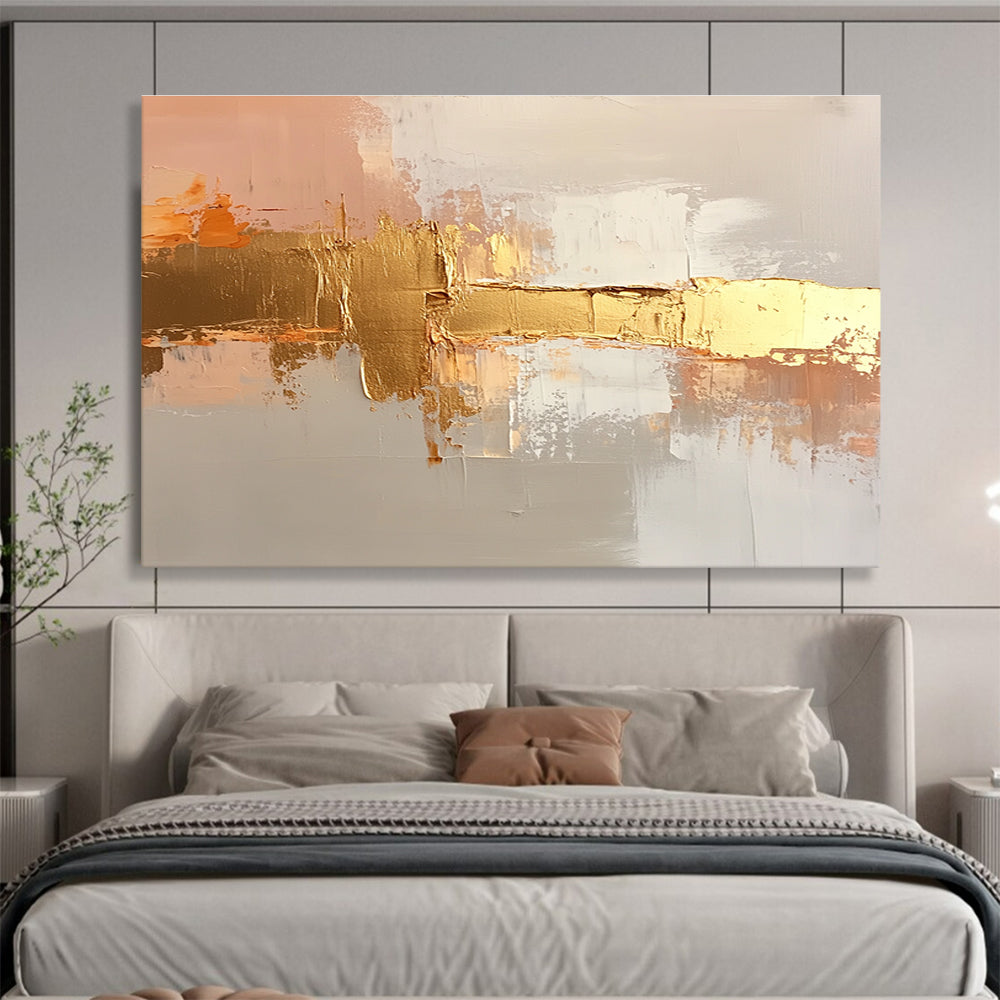 Gold and Neutral Abstract Painting with Elegant Textures DYP375