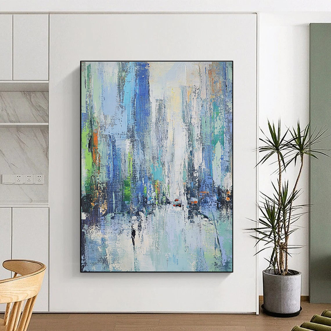 Colorful Cityscape Abstract Painting with Urban Energy GER386