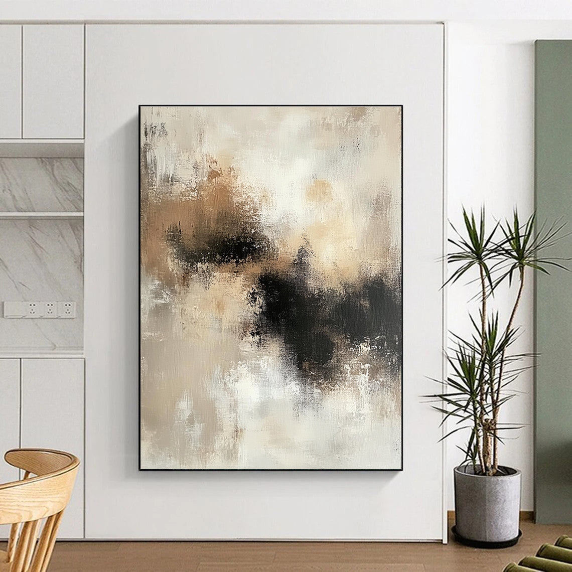 Soft Neutral Abstract Painting with Gentle Textures GER534