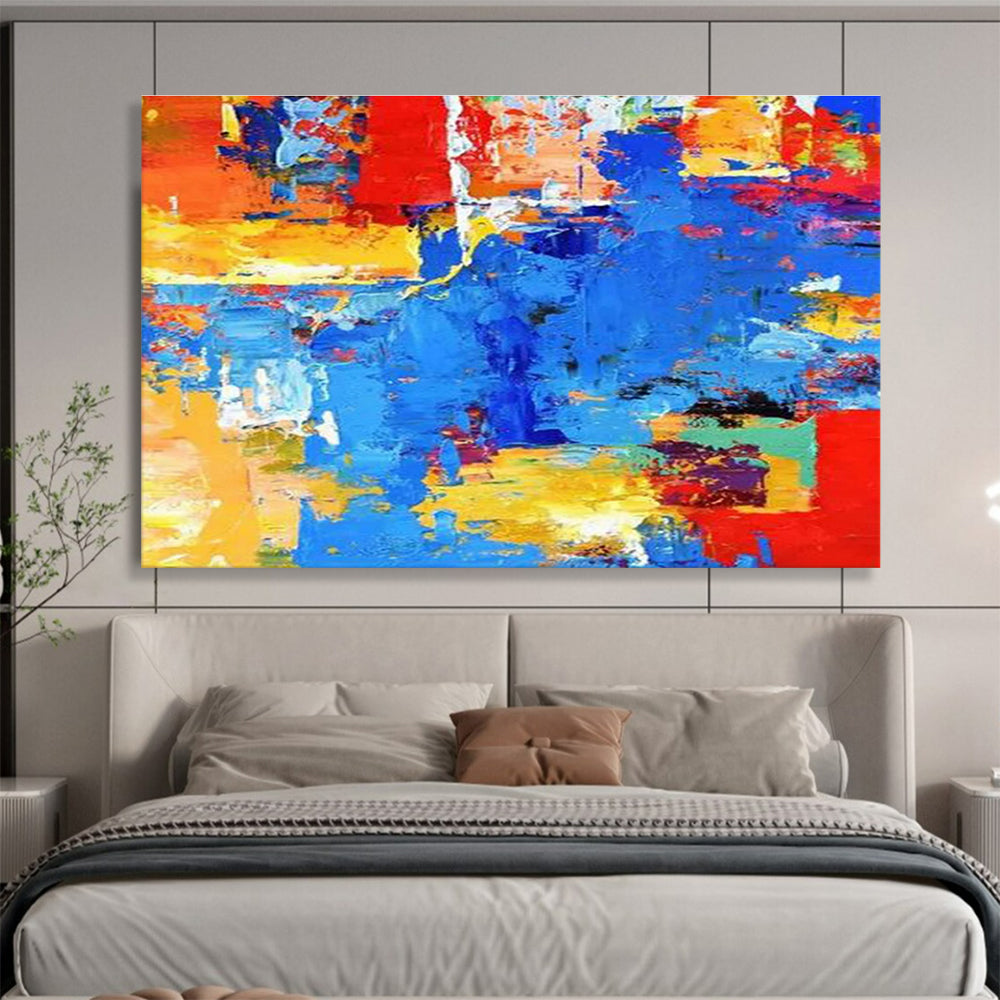 Bold Color Block Abstract Painting with Primary and Secondary Shades THY282