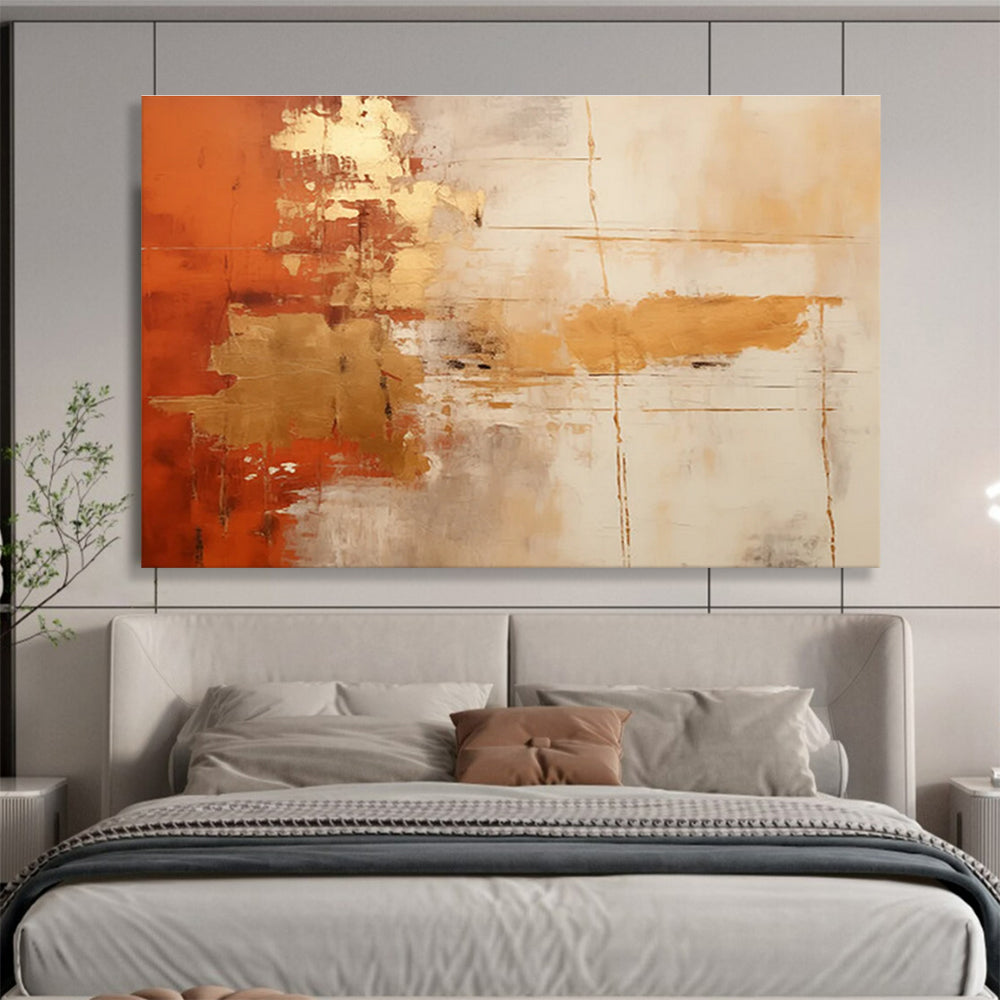 Orange Gold and White Abstract Painting THY093