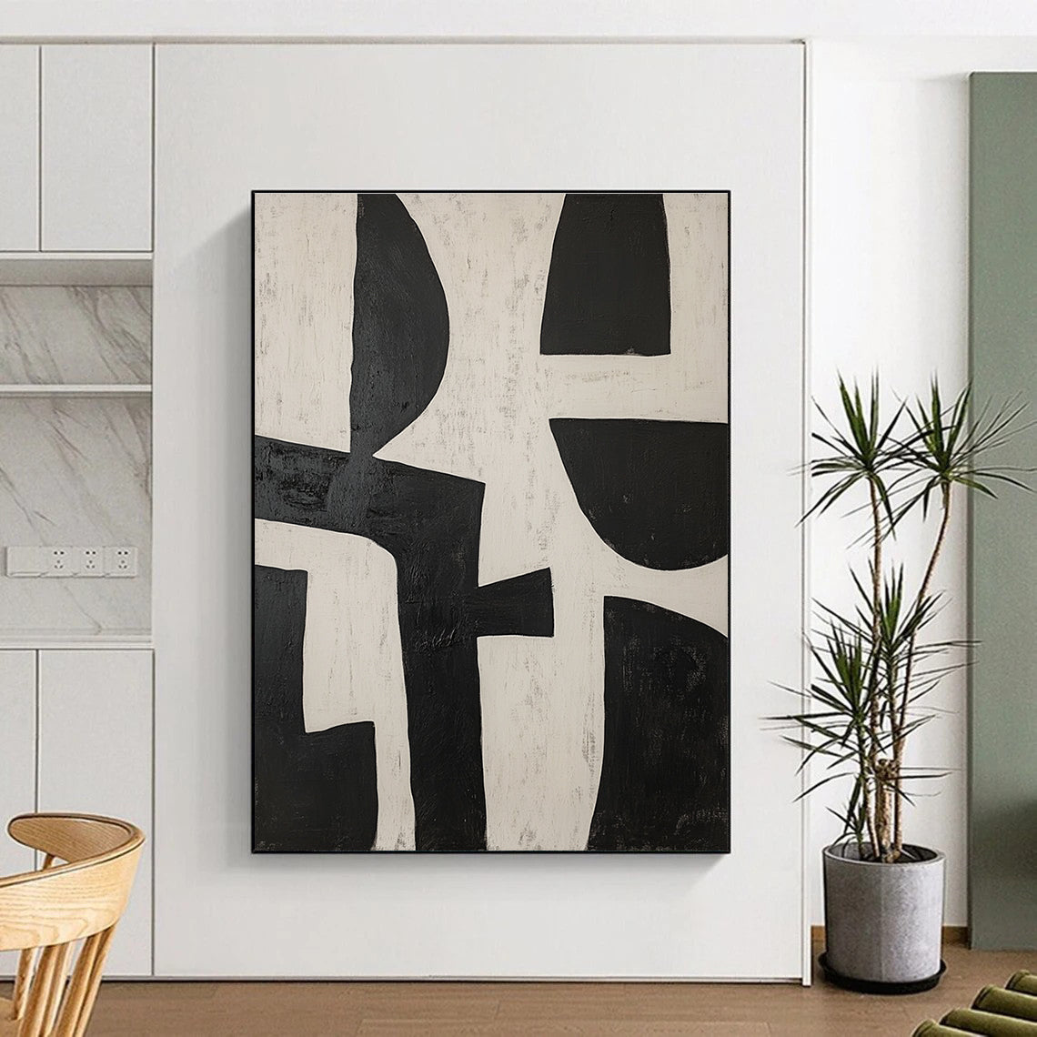 Minimalist Black and White Geometric Abstract Art GER238