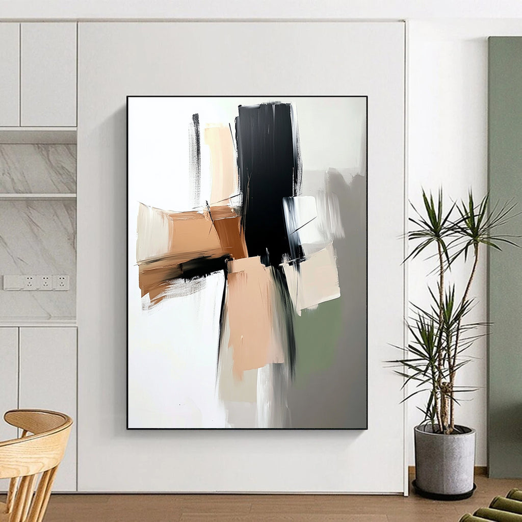 Neutral Tones Abstract Painting with Clean Lines GER756