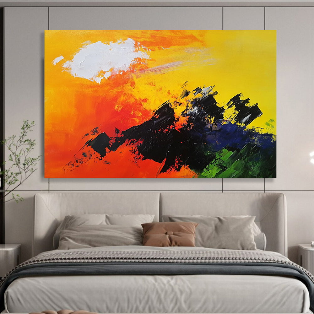 Vibrant Mountain Abstract Painting with Bold Color Combinations DYP342