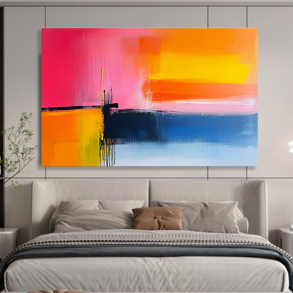 Pink Orange and Yellow Abstract Painting with Sunset Vibes DYP409