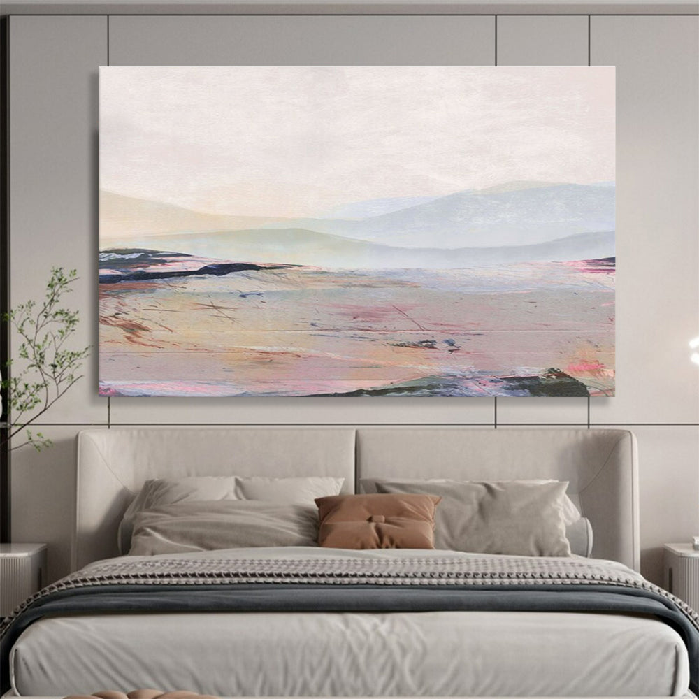 Pastel Mountain Abstract Painting with Soft Color Blends THY129