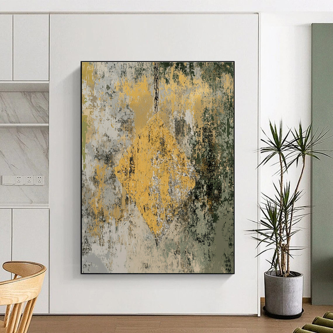 Grunge - Style Abstract with Yellow and Green Tones GER303