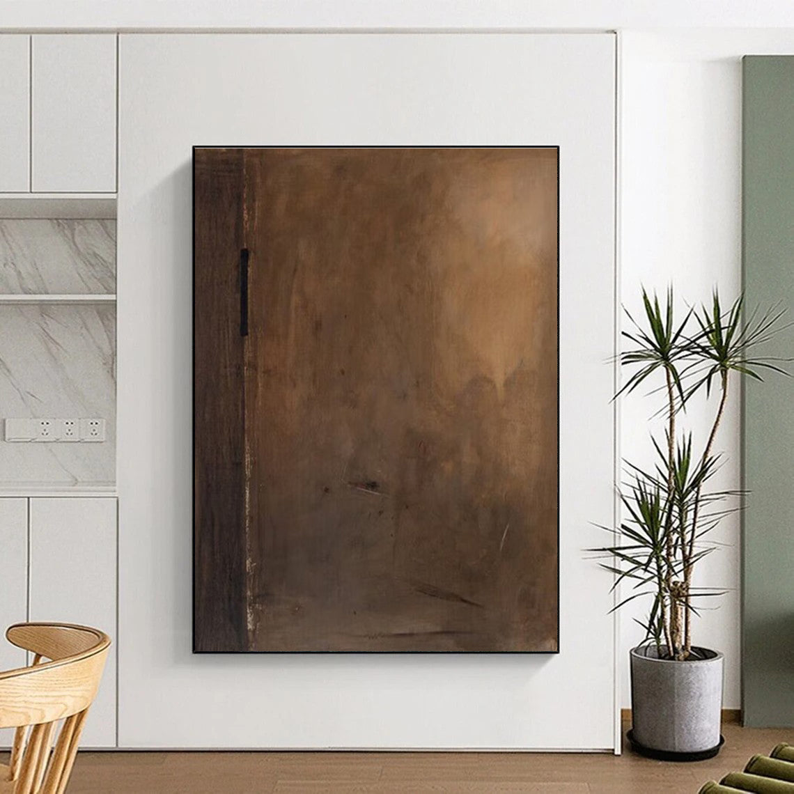Muted Brown Abstract Painting with Subtle Details ADGE514