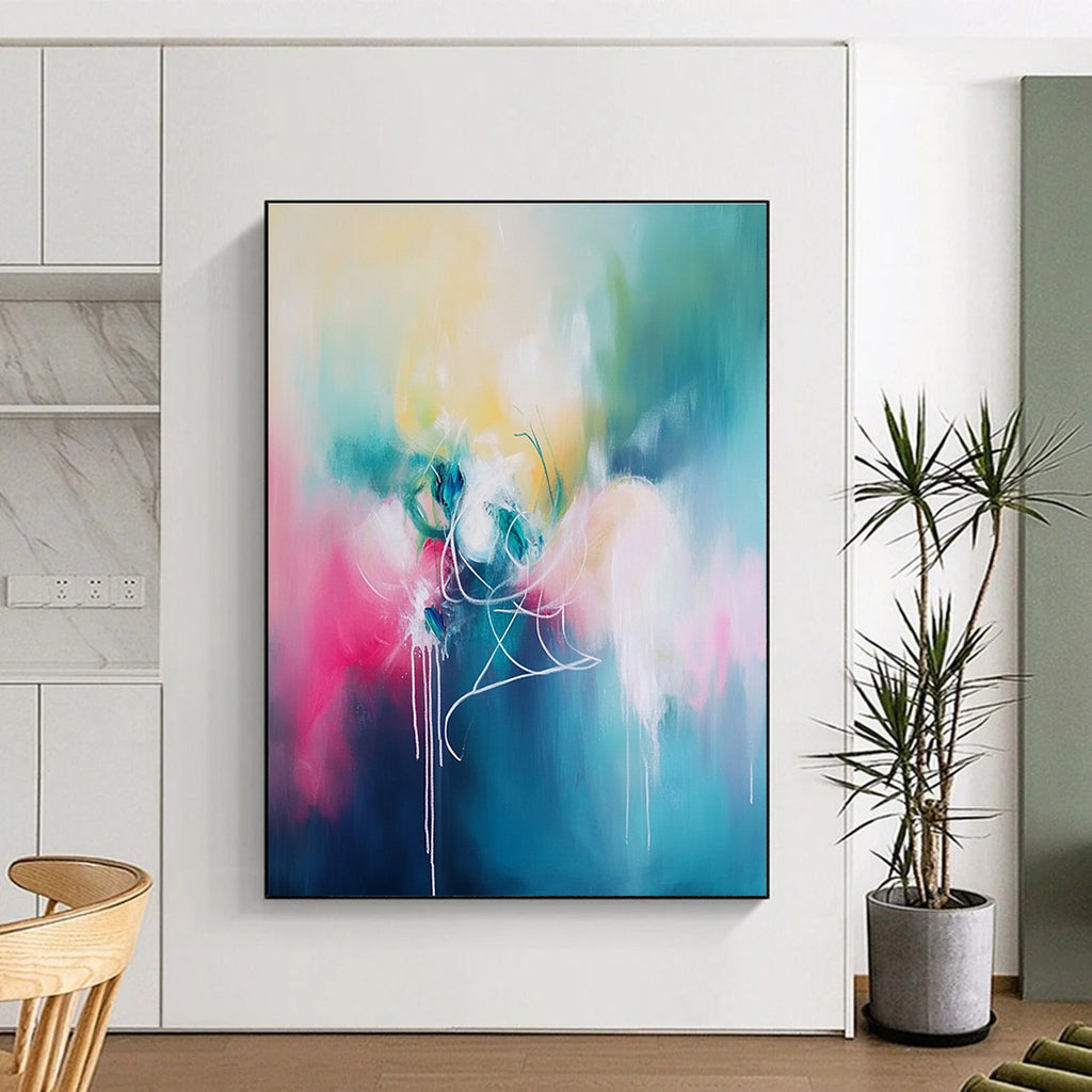 Colorful Abstract Swirl Painting with Fluid Lines GER815
