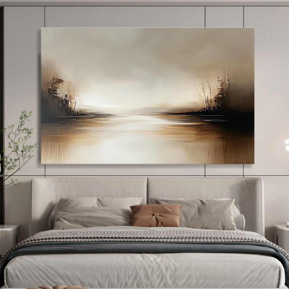 Warm Toned Landscape Abstract Painting with Browns and Creams DYP231