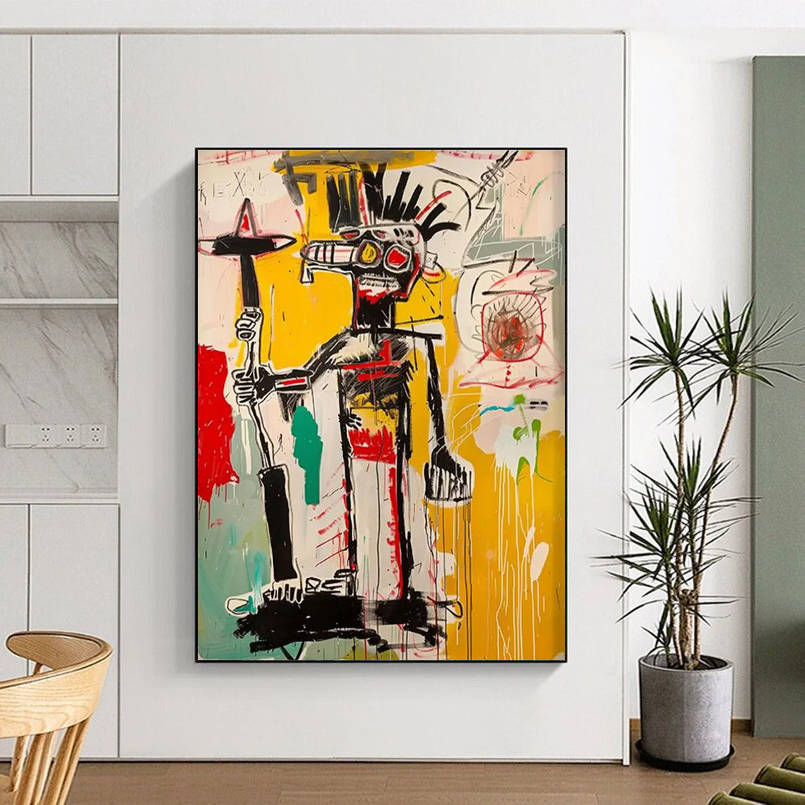 Tribal - Inspired Figure with Bold Lines Abstract Painting ADGE103