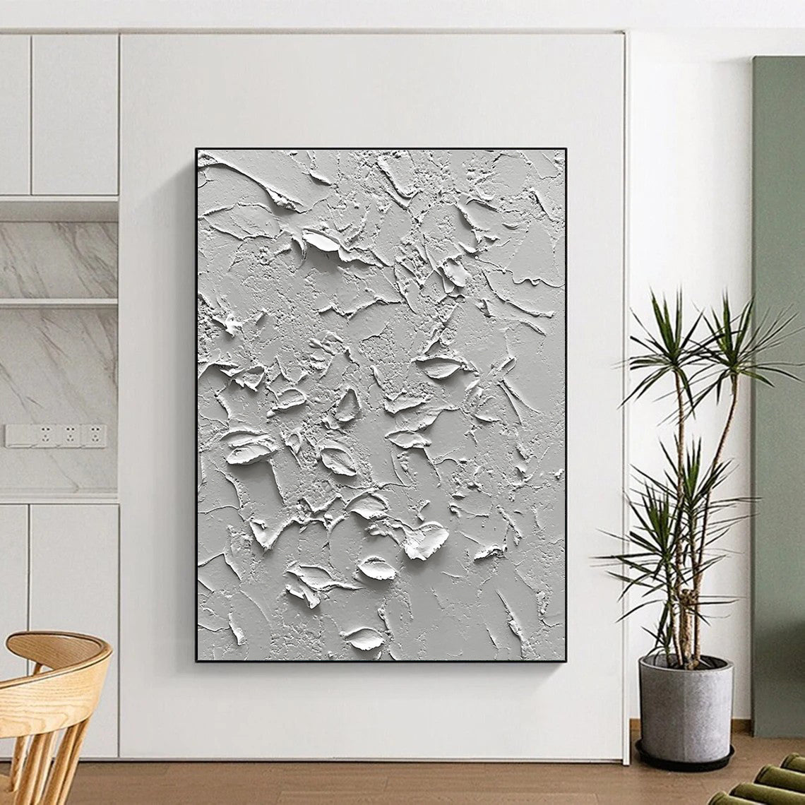 Gray Textured Abstract Painting with Rugged Surfaces GER093
