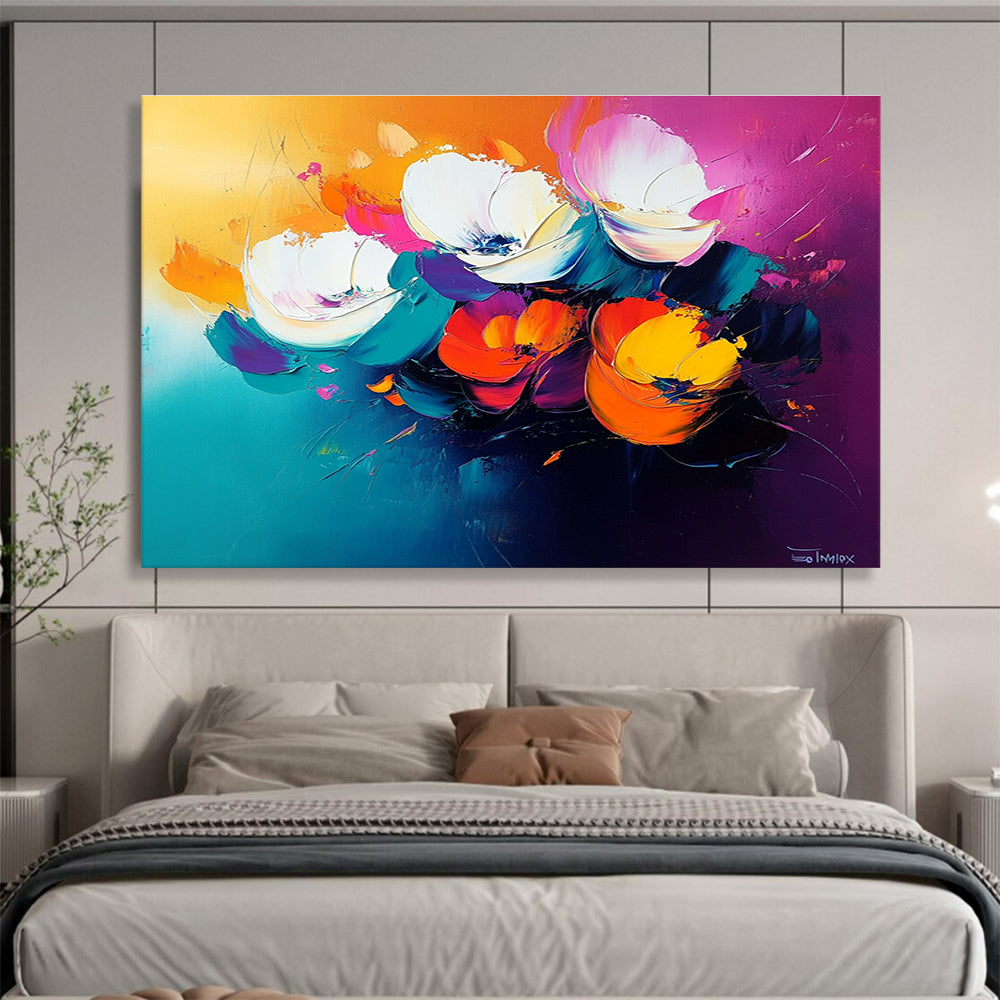 Vibrant Flower Bouquet Abstract Painting with Bold Colors DYP478