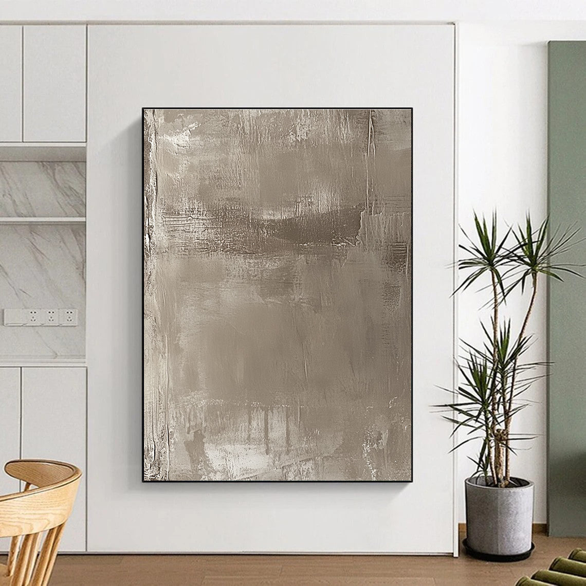 Beige Textured Abstract Painting with Earthy Tones GER103