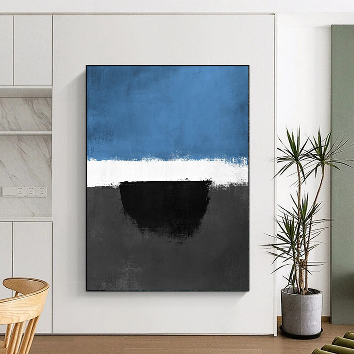 Blue White Black Abstract Painting GER848