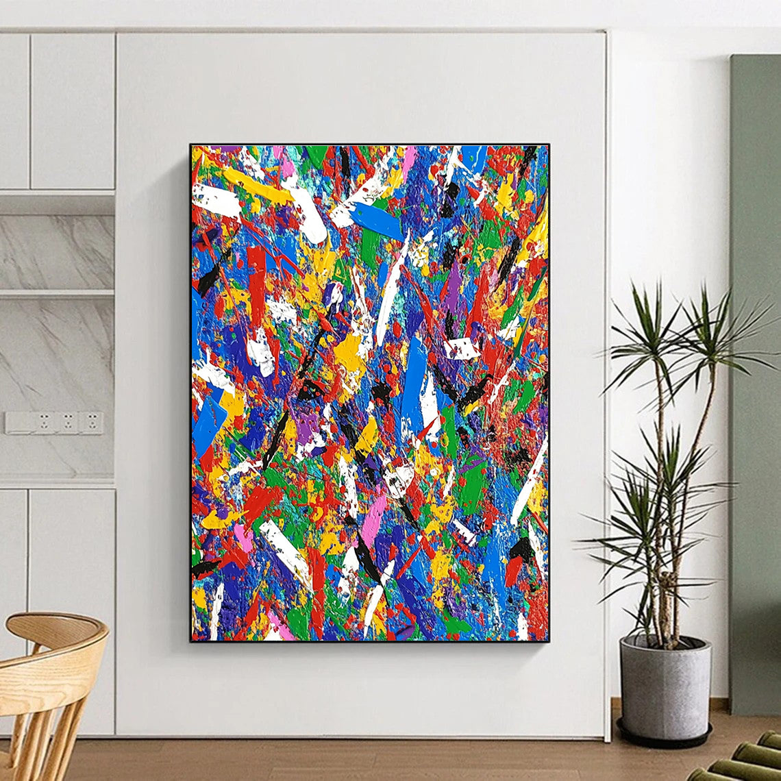 Colorful Splash Abstract Painting with Playful Patterns GER717
