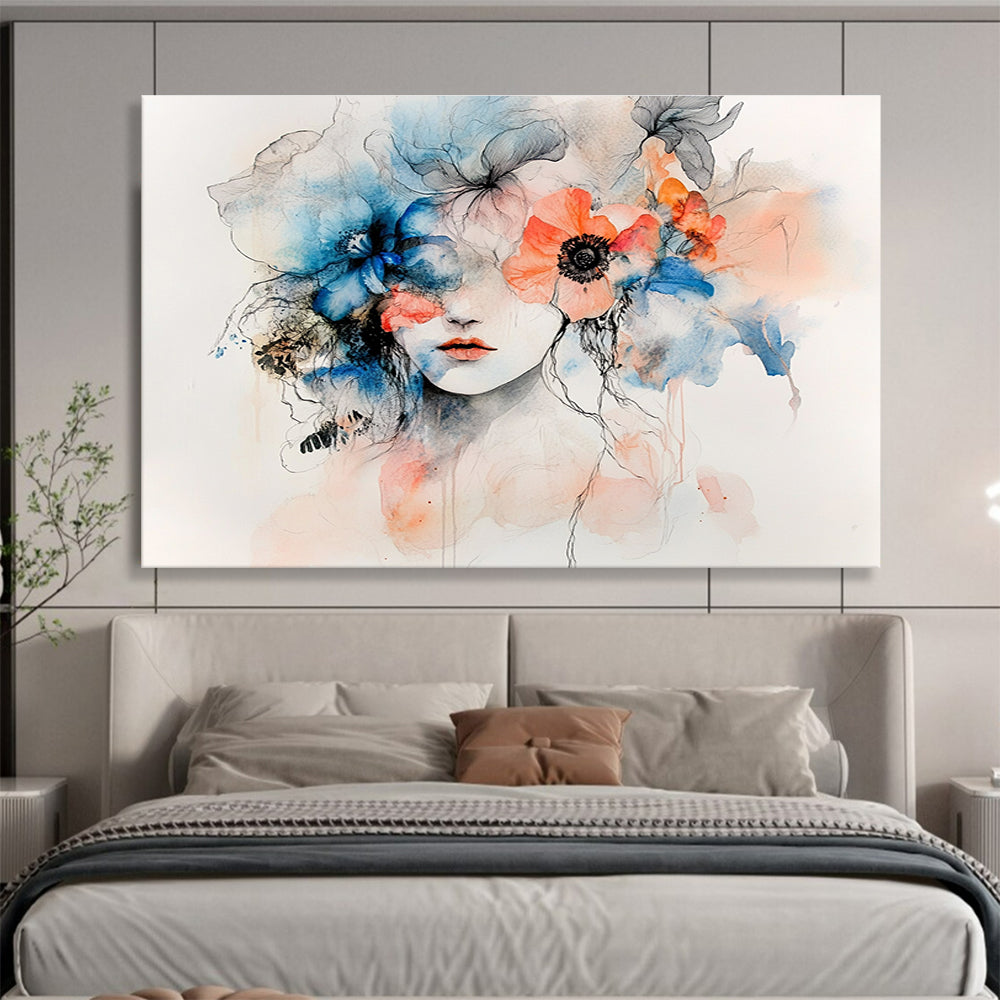 Floral Face Abstract Painting with Watercolor Style DYP157