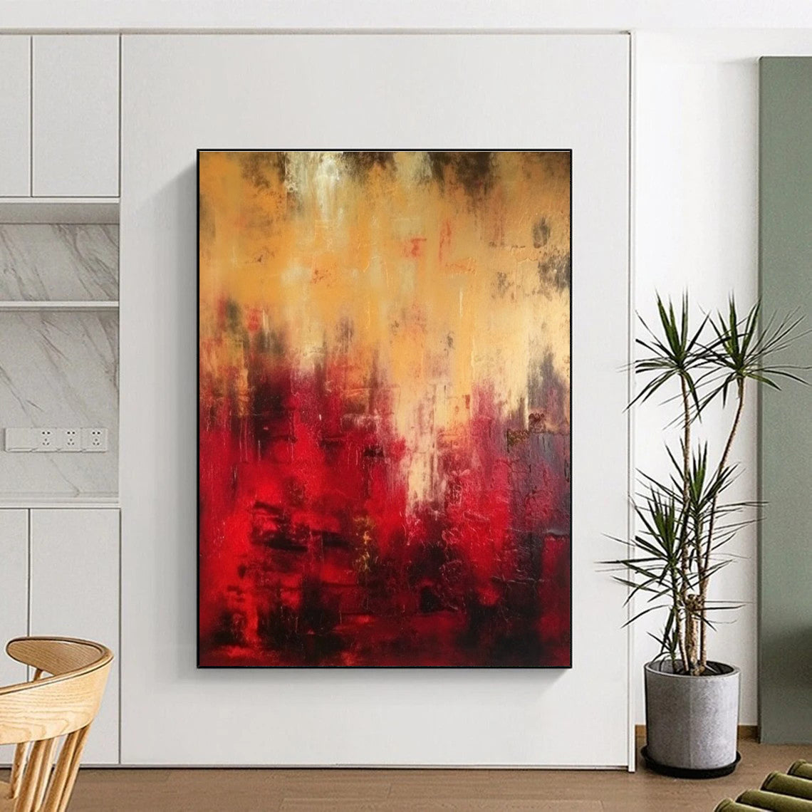 Red and Gold Abstract Painting with Intense Textures ADGE073
