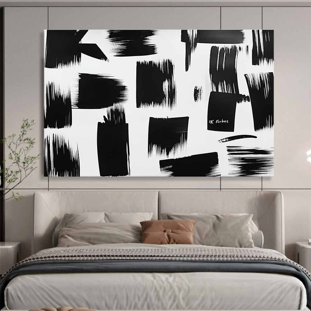 Black and White - Bold Brushstrokes Abstract Painting DYP061