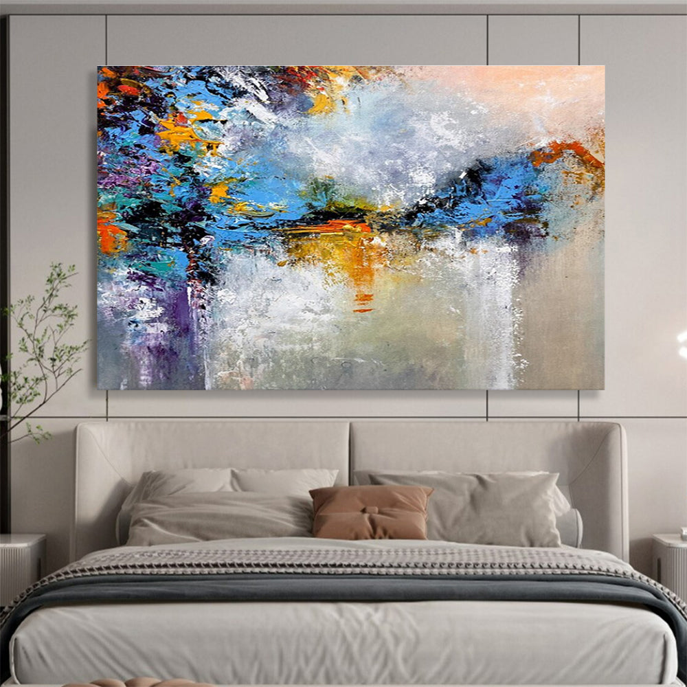 Colorful Reflection Abstract Painting with Vibrant - Mirror - Like Effects THY376