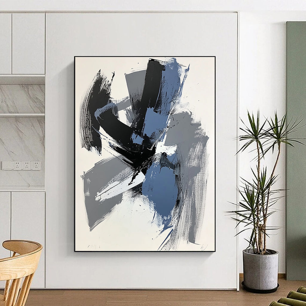 Black Gray Blue Abstract Painting GER824