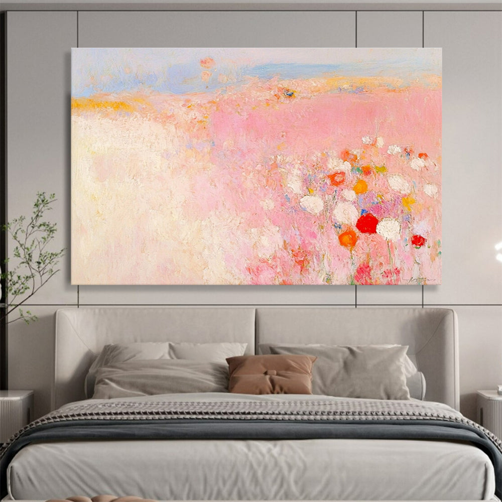 Pastel Landscape Abstract Painting with Pink and Soft Hues DYP508