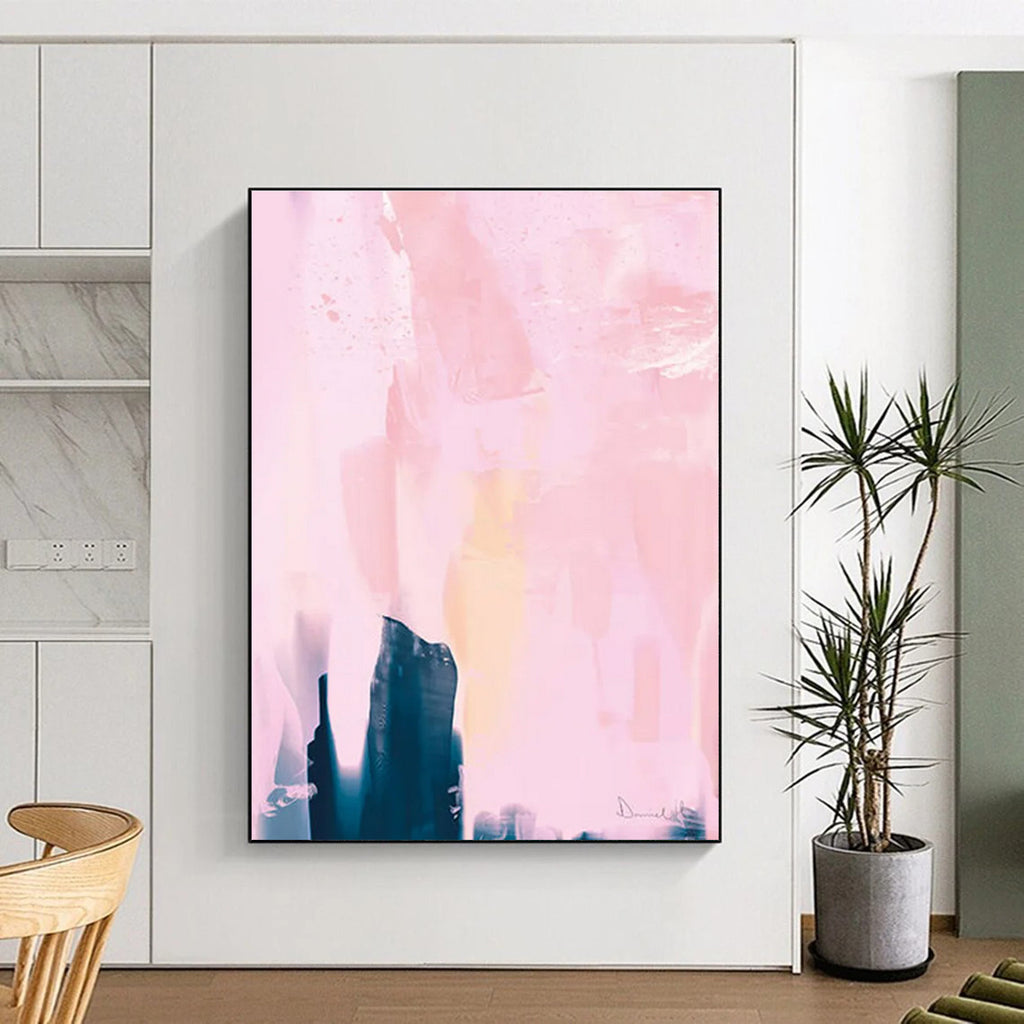 Pink and Blue Soft - toned Abstract Painting ADGE180
