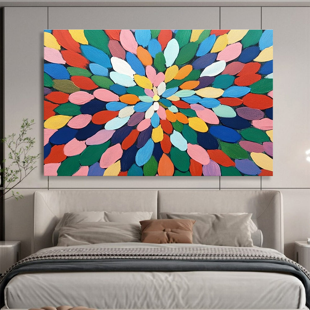 Colorful Petal - Shaped Abstract Painting with Bright Colors DYP117