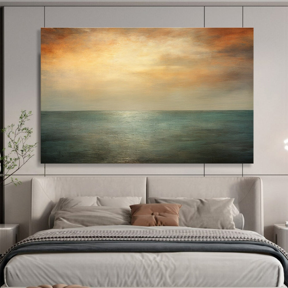 Orange and Blue Toned Sea Sky Abstract Painting THY010