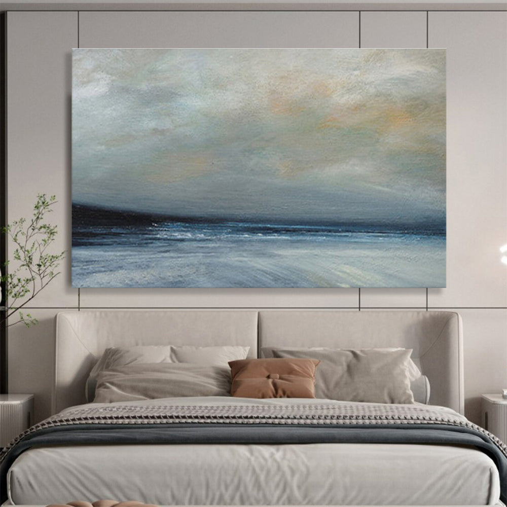 Grey Toned Calm Sea Sky Abstract Painting THY021