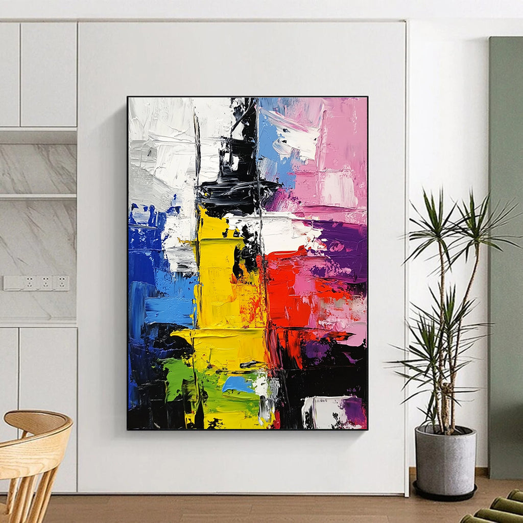 Multicolor Block Abstract Painting with Diverse Hues GER733