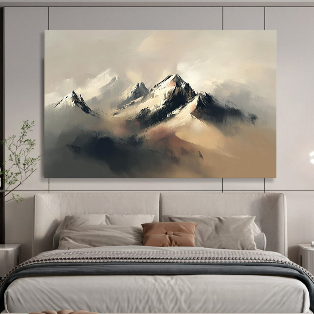 Misty Mountain Abstract Painting with Soft Hues DYP459