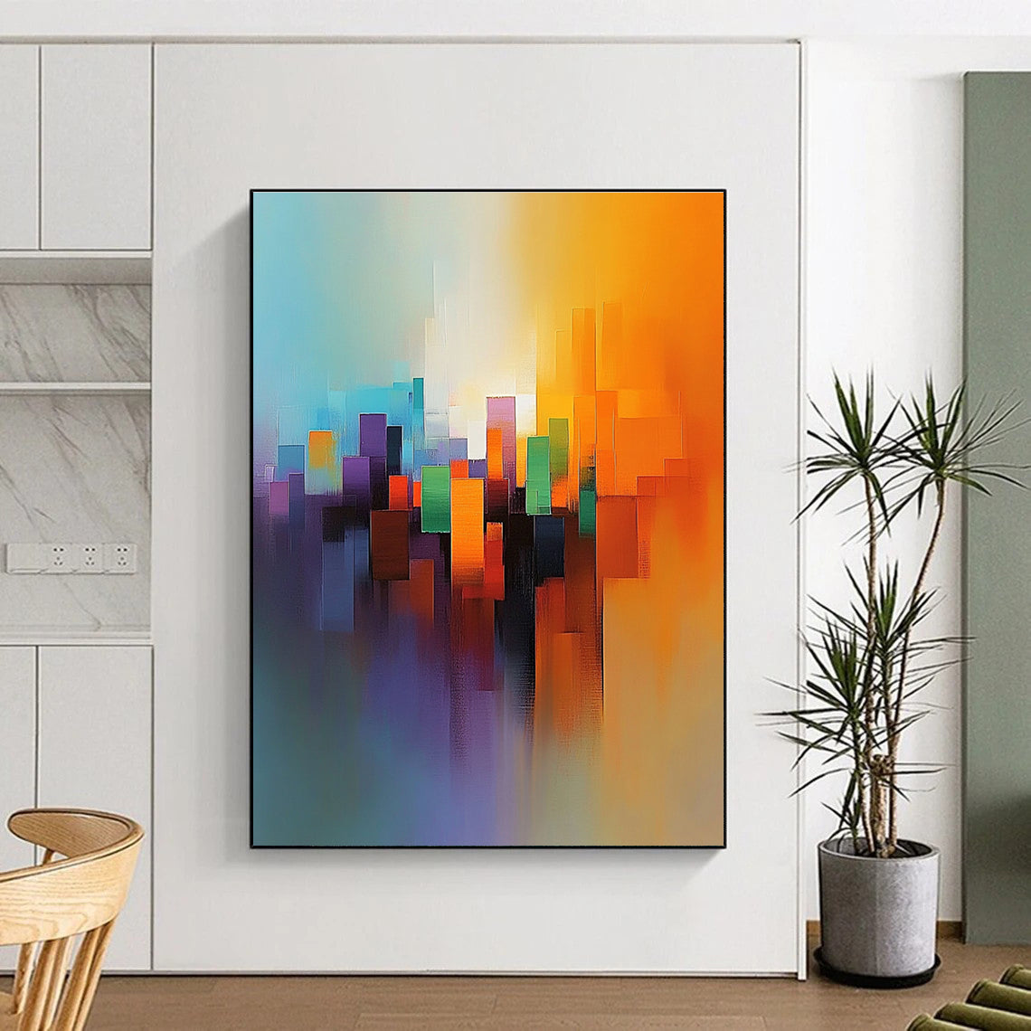 Colorful City Abstract Painting with Vivid Hues GER449