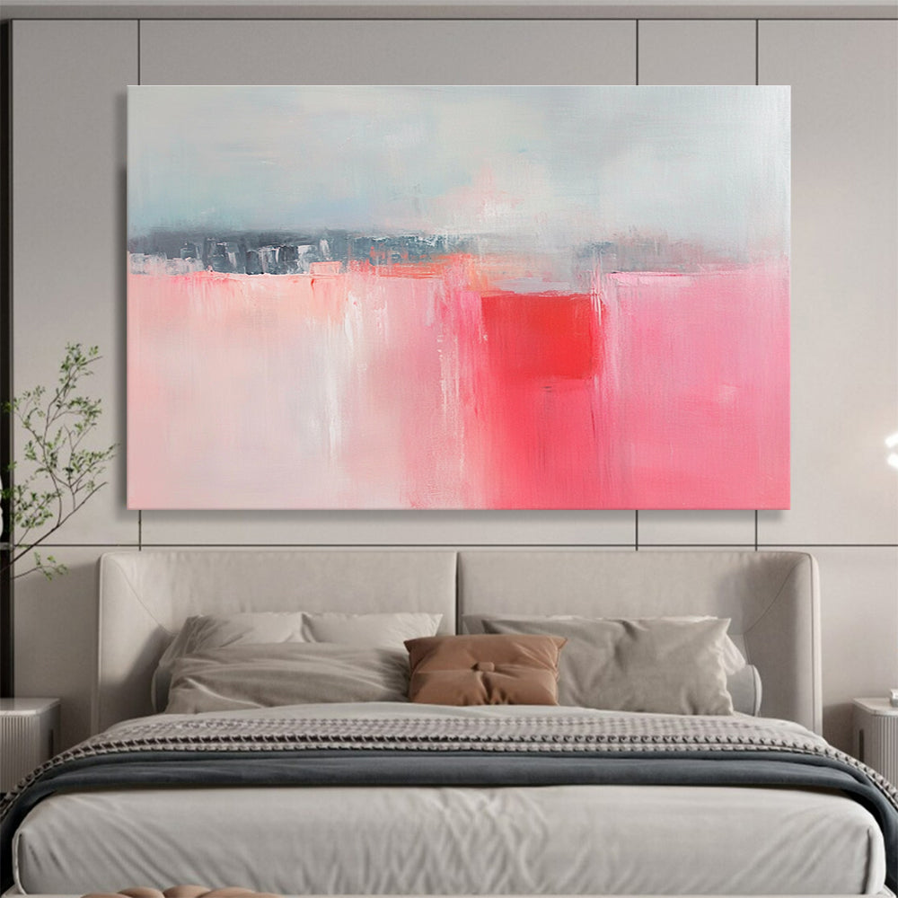 Subtle Landscape Abstract Painting with Pink and Gray DYP416