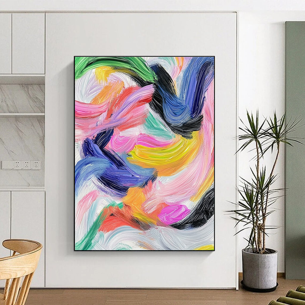 Vibrant Color Swirl Abstract Painting with Bold Brushstrokes GER231