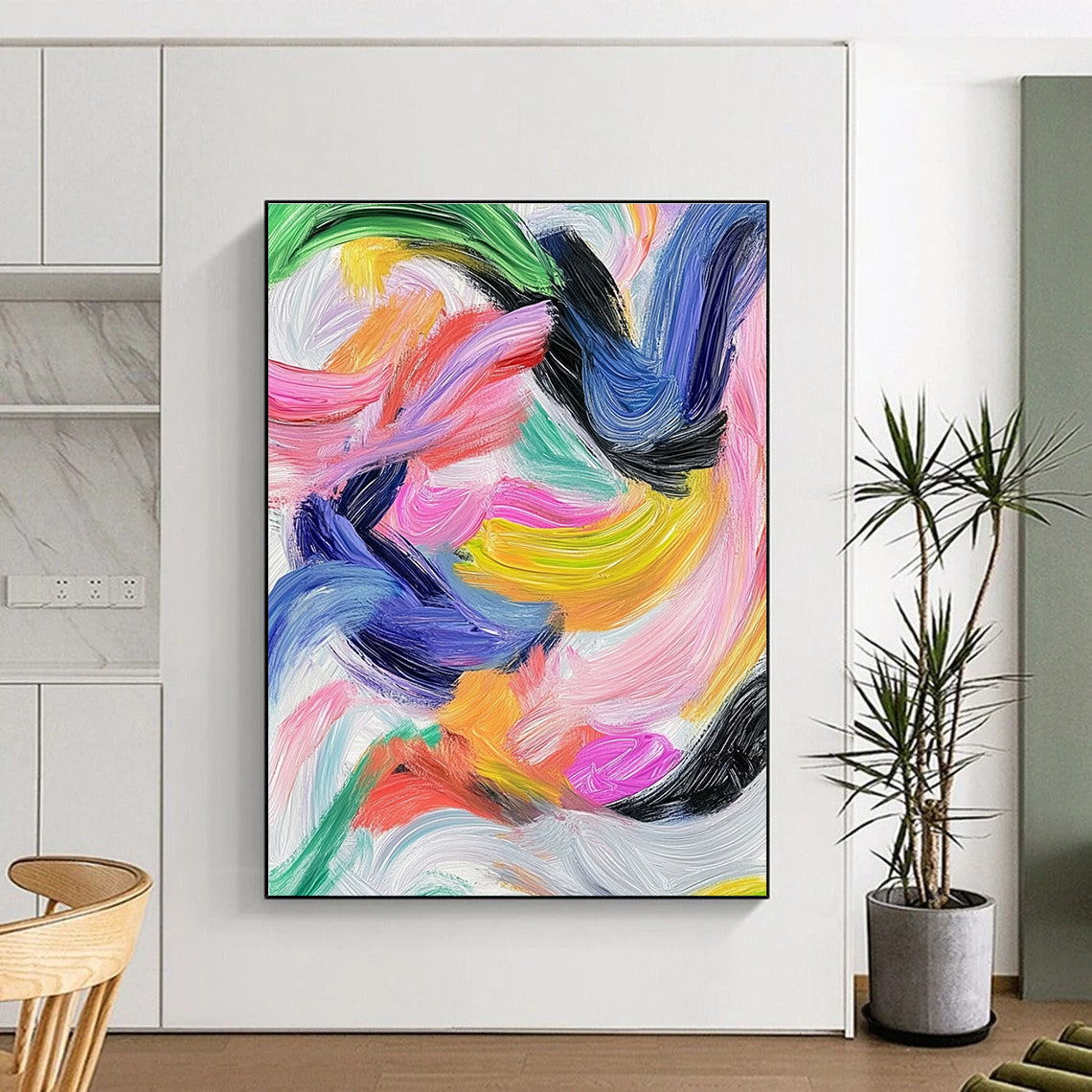 Vibrant Color Swirl Abstract Painting with Bold Brushstrokes GER231