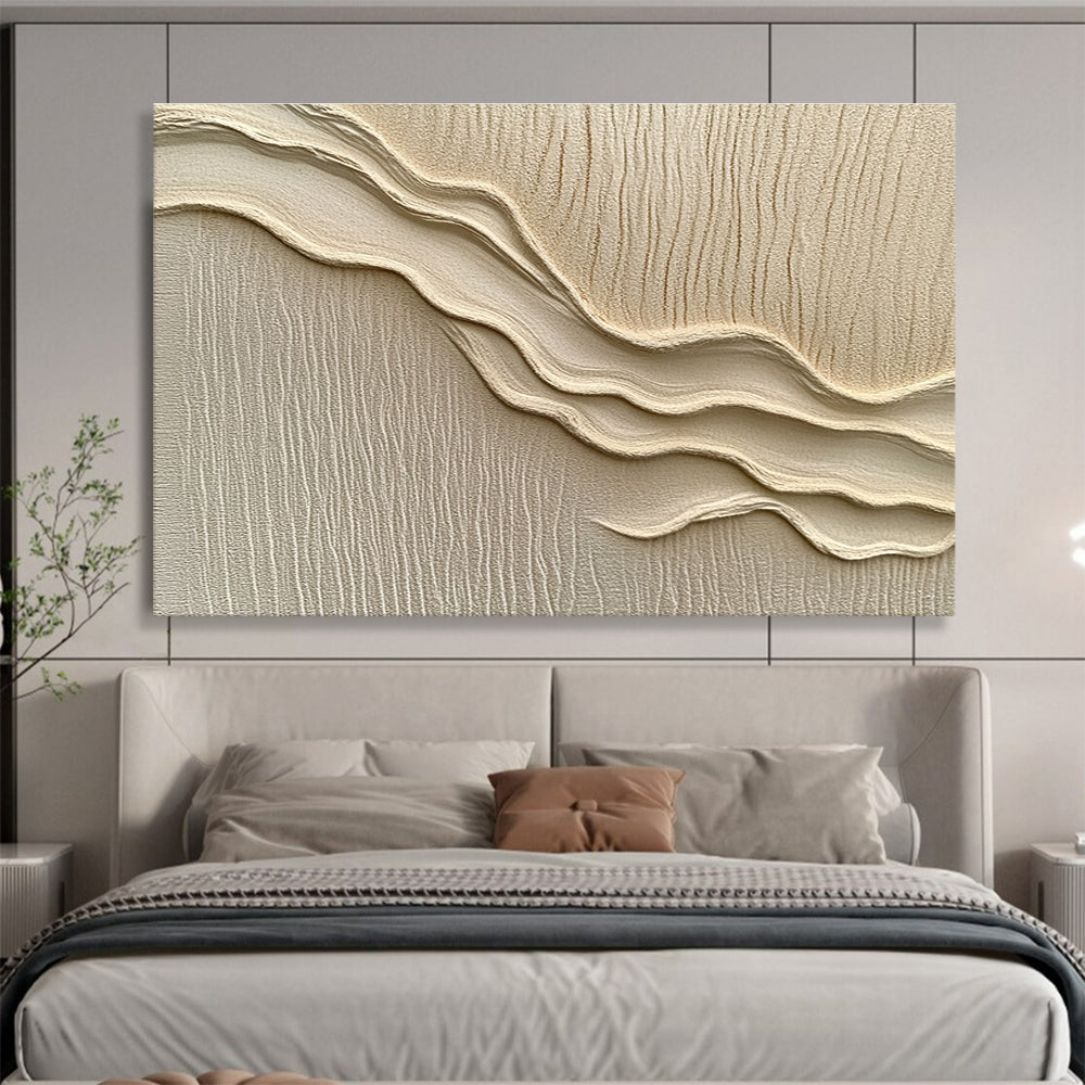 Beige Textured Waves Abstract Painting with Layered Patterns DYP610