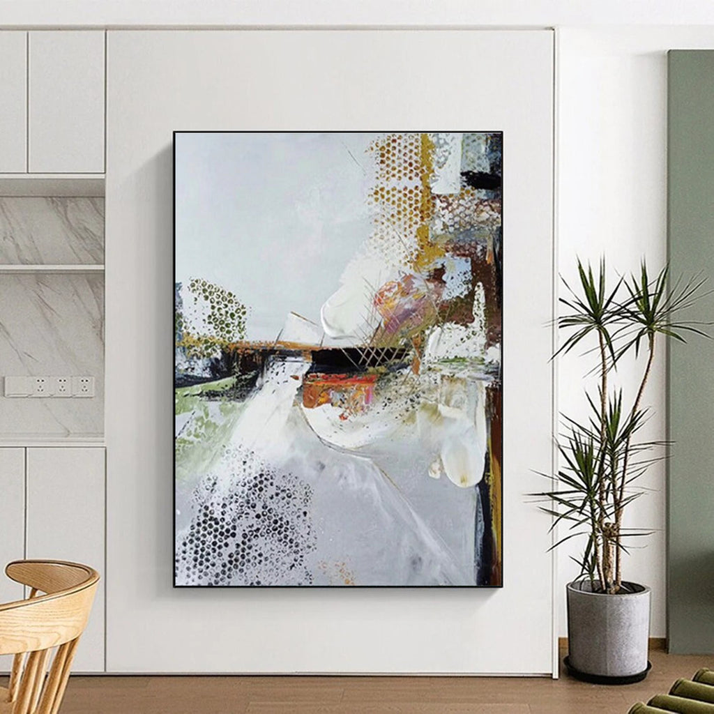 Grey Colorful Textured Abstract Painting ADGE047