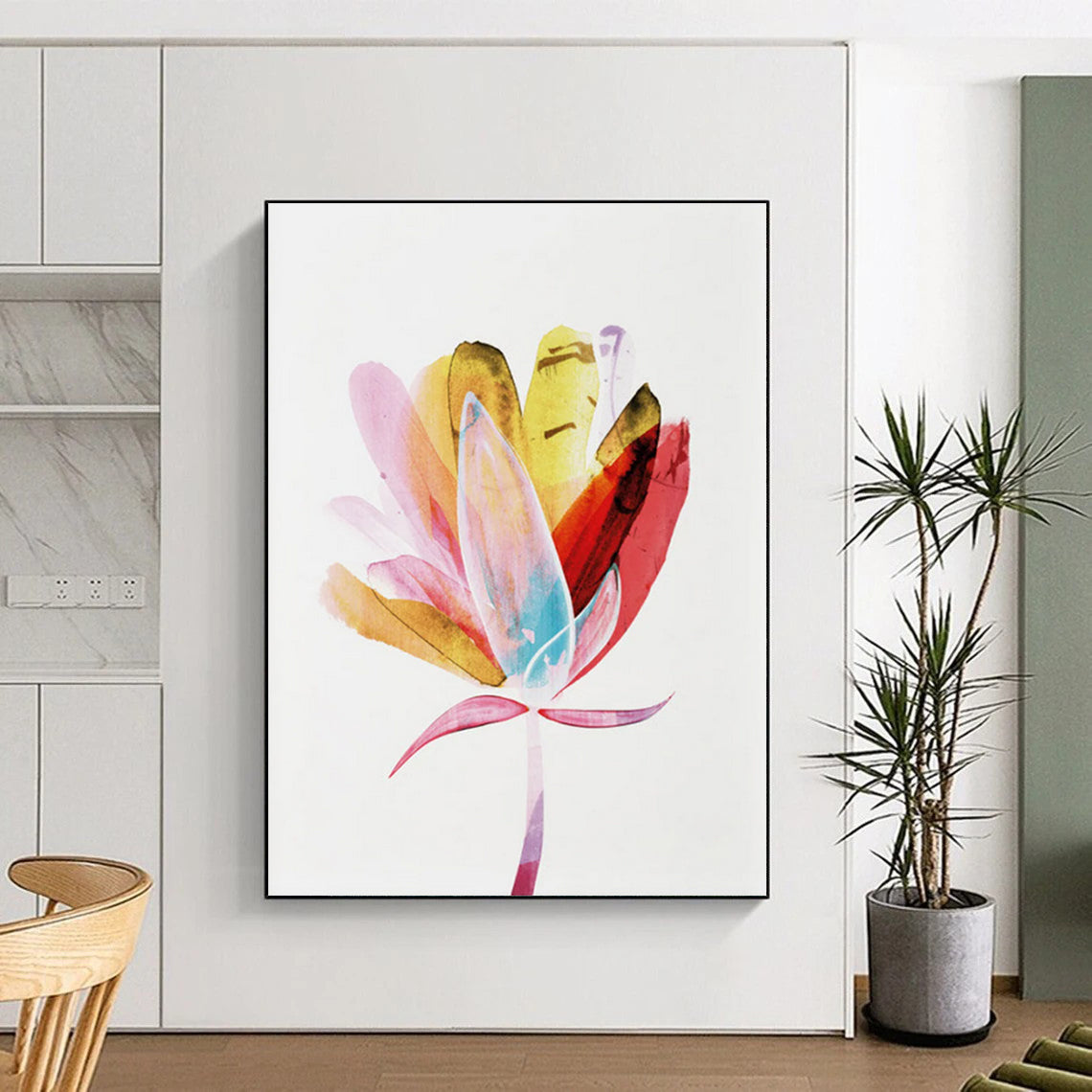 Colorful Abstract Flower with Vibrant Petals Painting ADGE215