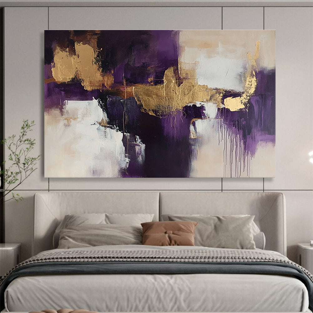 Purple and Gold Abstract Painting with Luxurious Tones DYP371