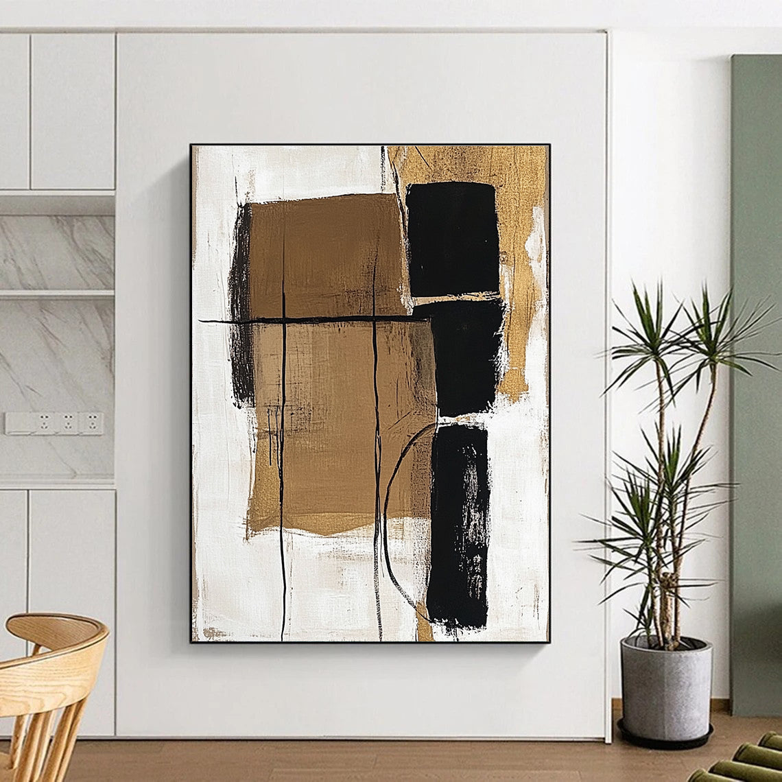Brown Black Geometric Abstract Painting GER849
