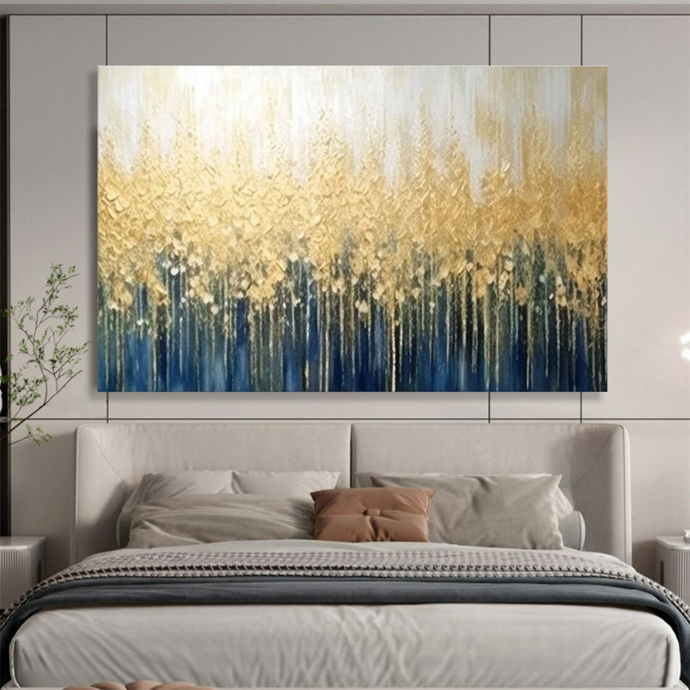 Gold Blue Forest Abstract Painting THY051