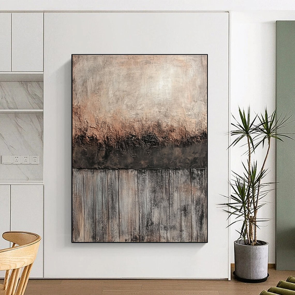 Rustic Wall and Wood - Themed Textured Abstract Painting GER252